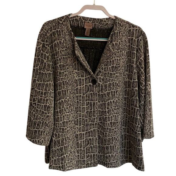 Chicos Sz 16/18 Grey Textured Jacket Warm Cozy Outdoor - Picture 1 of 3